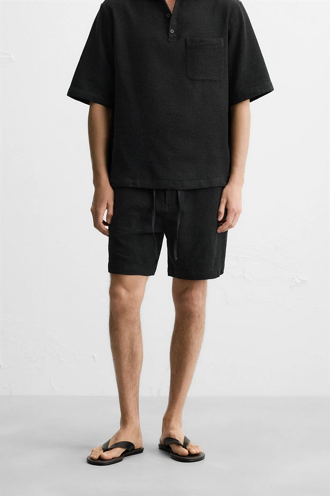 CHECKERED TEXTURED SHORTS