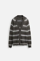 DISTRESSED STRIPED CARDIGAN