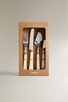 4-PIECE FLATWARE SET WITH PEARL-EFFECT HANDLE