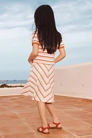 LIMITED EDITION STRIPED COTTON LINEN MIDI SKIRT