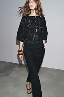 ZW COLLECTION EMBROIDERED EYELET BLOUSE
