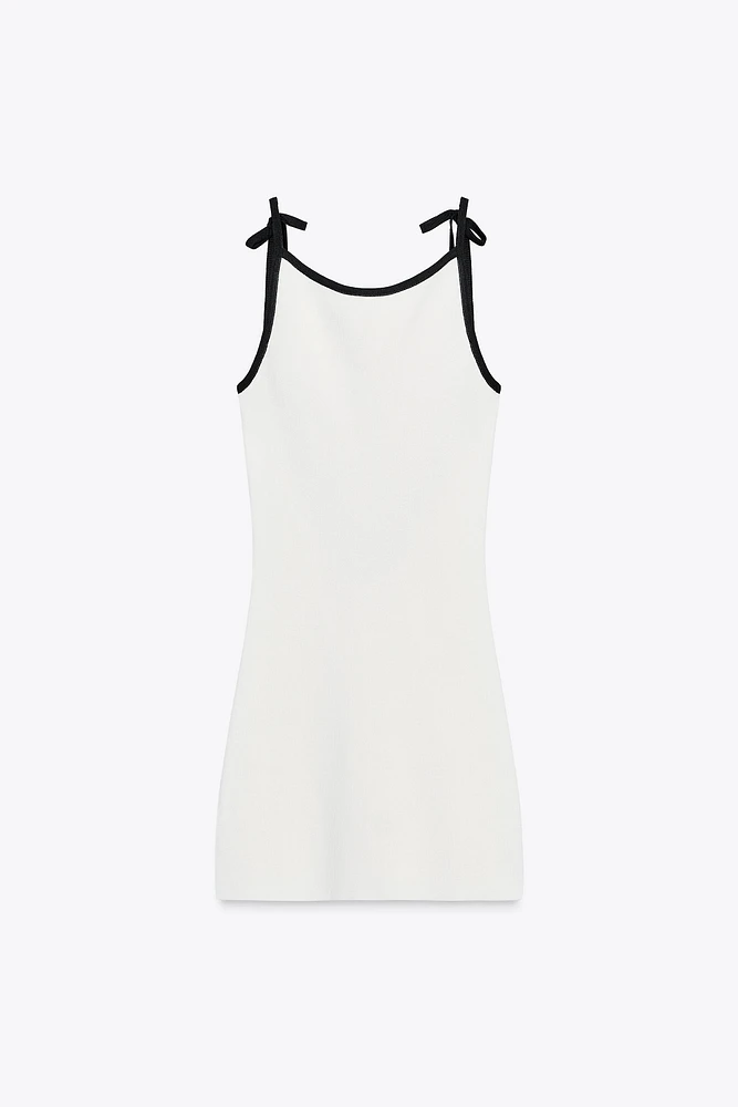 CONTRAST TIE KNIT MINI DRESS