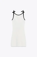 CONTRAST TIE KNIT MINI DRESS