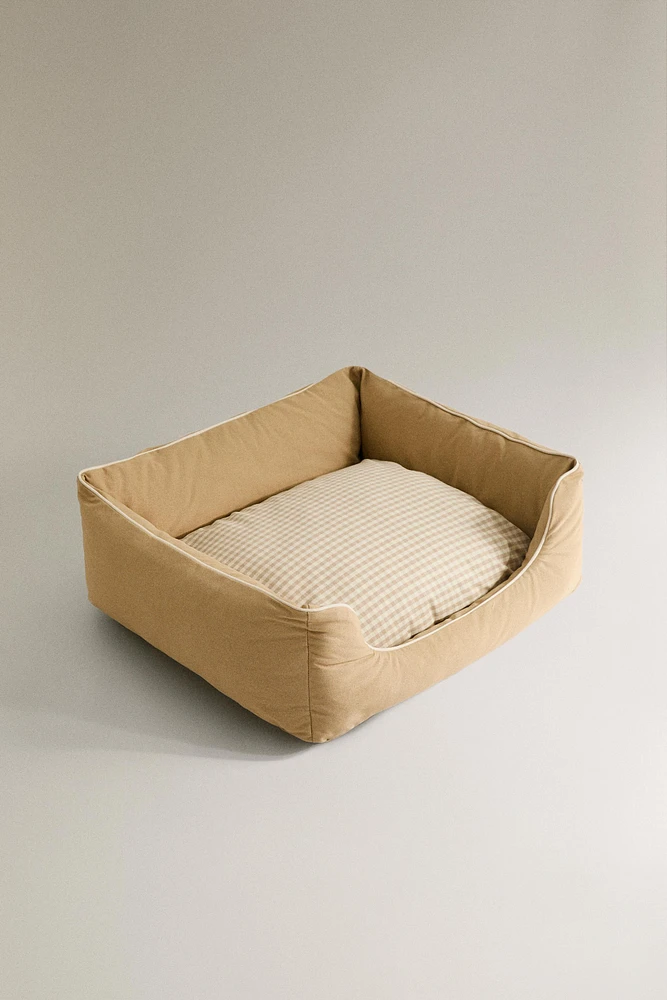 PET BED CUSHION GINGHAM CHECK