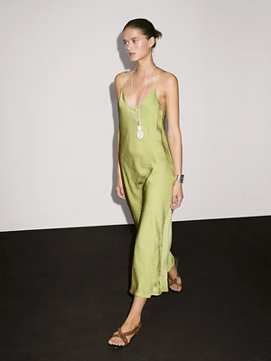Flowing satin midi dress