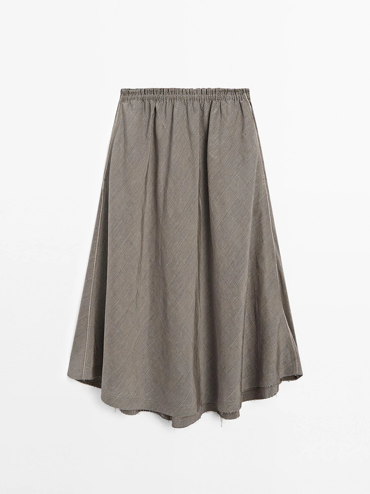 Flounce midi skirt with elastic detail