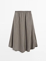 Flounce midi skirt with elastic detail