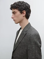 Blazer en lin et coton mélangés