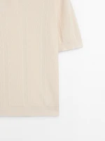 Short sleeve cotton knit polo shirt