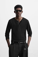 SEMI-SHEER T-SHIRT WITH FRONT OPENING