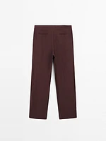Straight-leg linen blend trousers