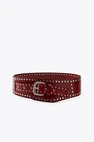 STUDDED LEATHER SASH BELT