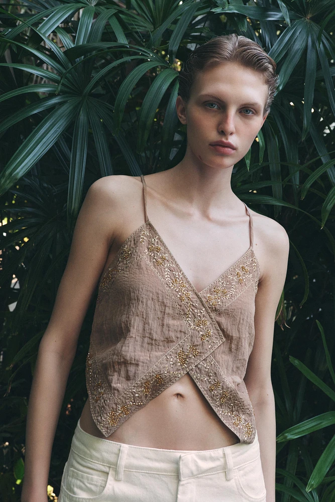 BEADED EMBROIDERED TOP