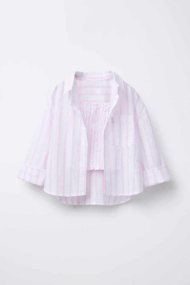 STRIPED SHIRT AND TOP SET