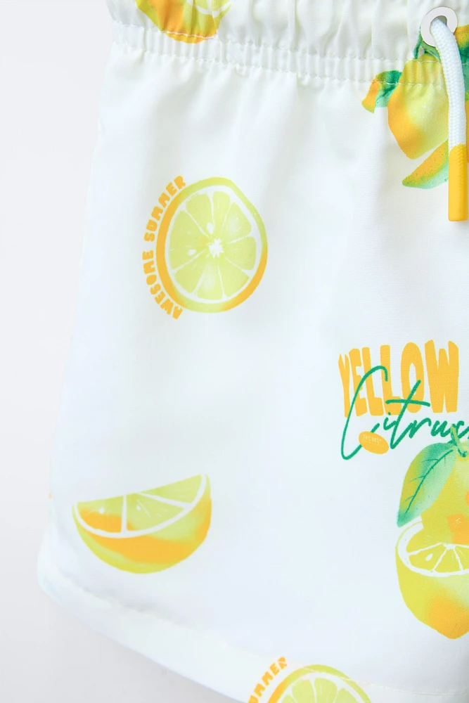2-6 YEARS/ REGULAR LEMON PRINT SWIM SHORTS