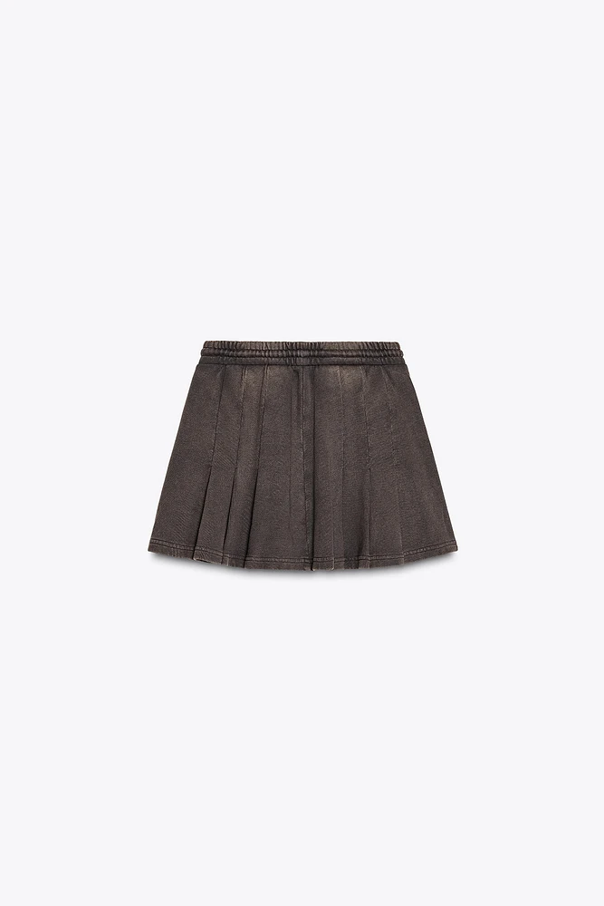 MINI-JUPE EN COTON ÉPAIS EFFET DÉLAVÉ