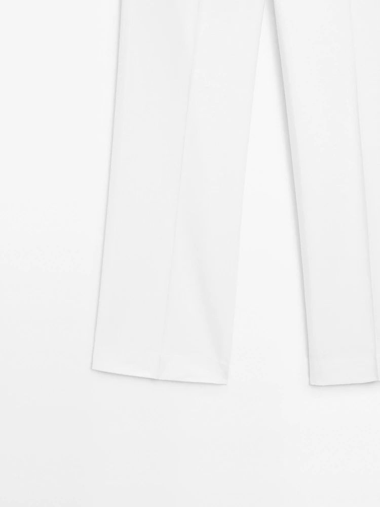 Stretch linen blend trousers