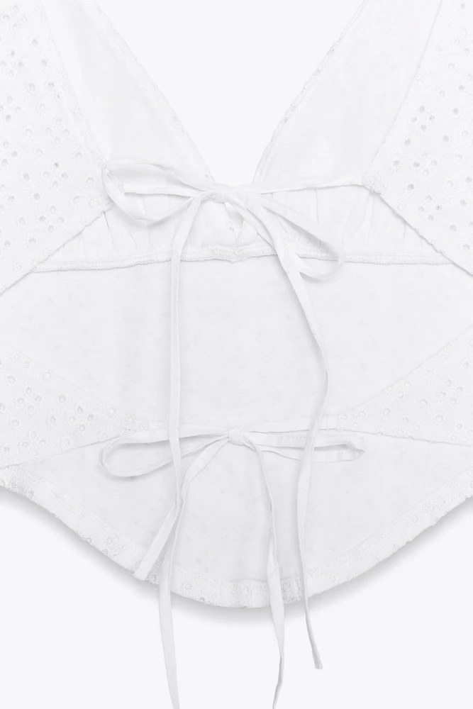 EMBROIDERED EYELET CORSET TOP