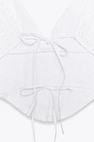 EMBROIDERED EYELET CORSET TOP