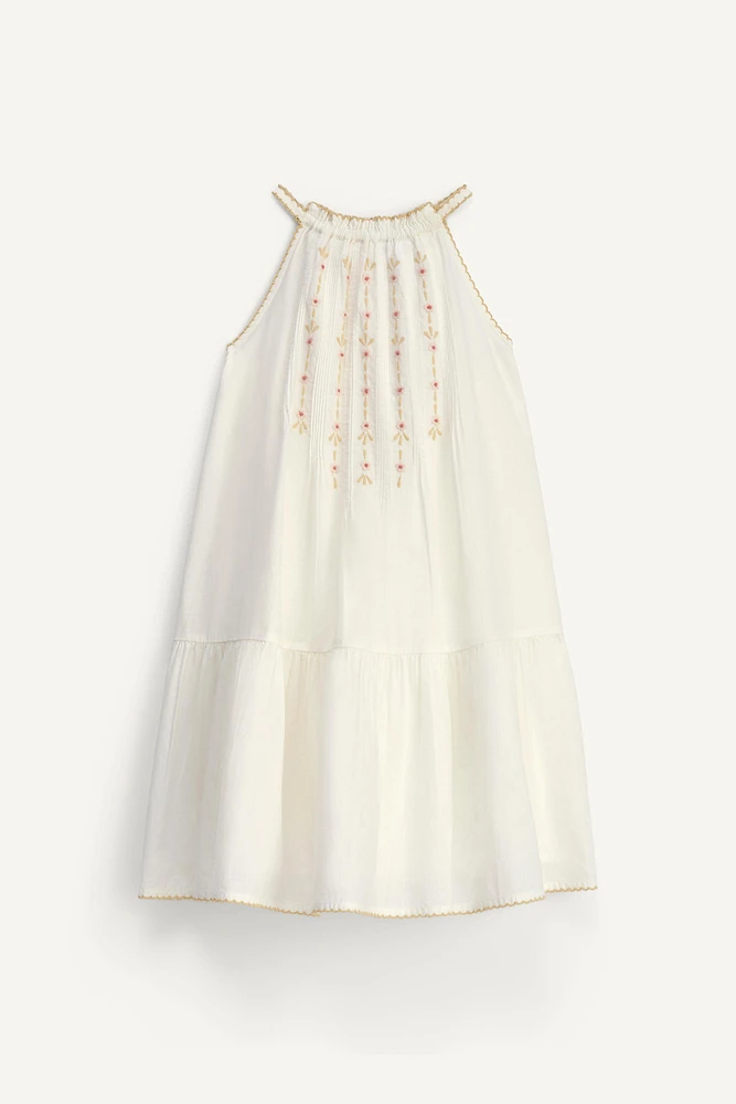 ROBE HALTER À FLEURS BRODÉES ÉDITION LIMITÉE