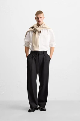 PLEATED PANTS WITH BELT