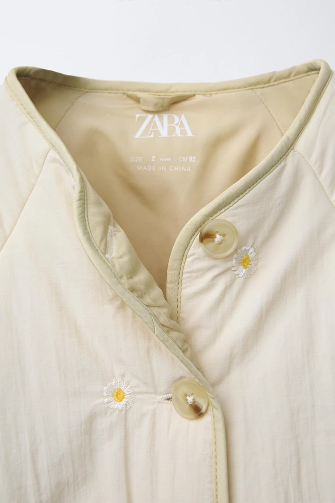 EMBROIDERED DAISY QUILTED JACKET