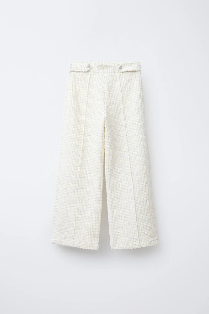 TEXTURED PANTS WITH JEWEL BUTTONS