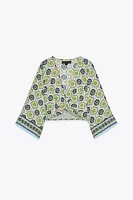 PRINTED KNOTTED CROP TOP