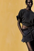 WASHED HEAVY COTTON MINI SKIRT