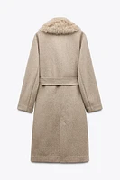 FAUX FUR LAPEL COAT