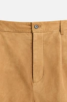 PLEATED SUEDE SHORTS