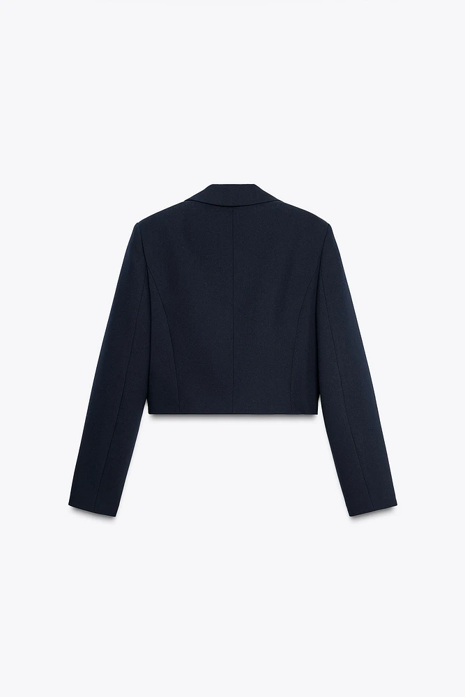 CROPPED BLAZER WITH SHOULDER PADS