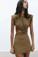 CUT OUT SHOULDER PAD DRESS