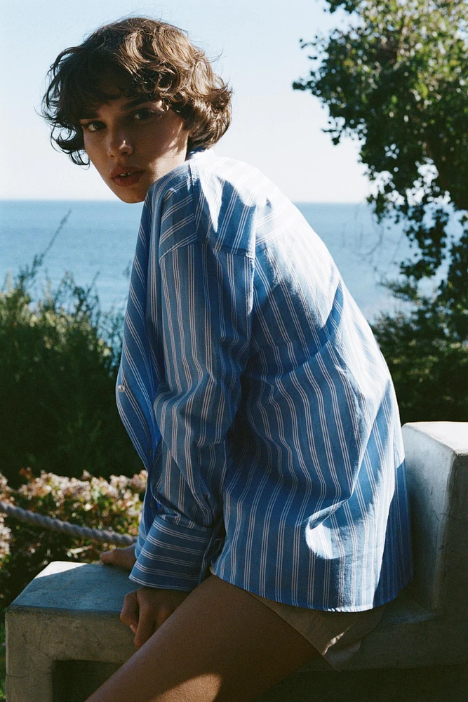 CHEMISE OVERSIZE TOP EN POPELINE À RAYURES