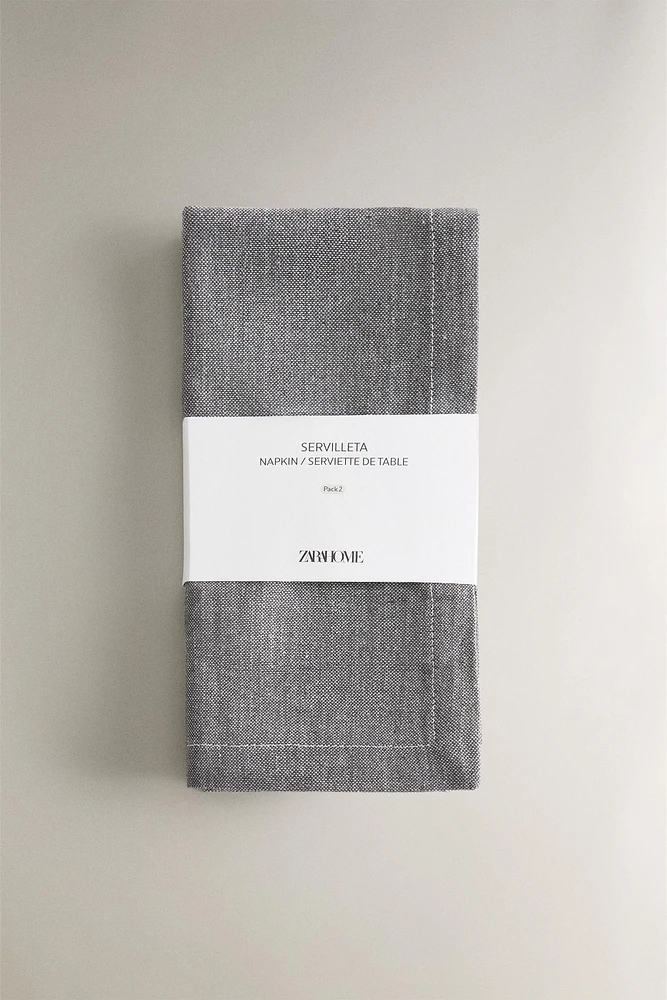 SERVIETTE DE TABLE COTON CHINÉ (LOT DE 2)