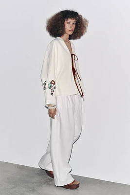 KIMONO EN LIN 100 % BRODÉ