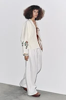 KIMONO EN LIN 100 % BRODÉ