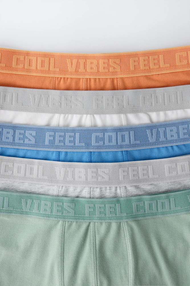 AGES 6-14 / FIVE-PACK OF TEXT BOXERS