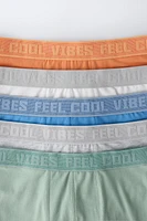AGES 6-14 / FIVE-PACK OF TEXT BOXERS