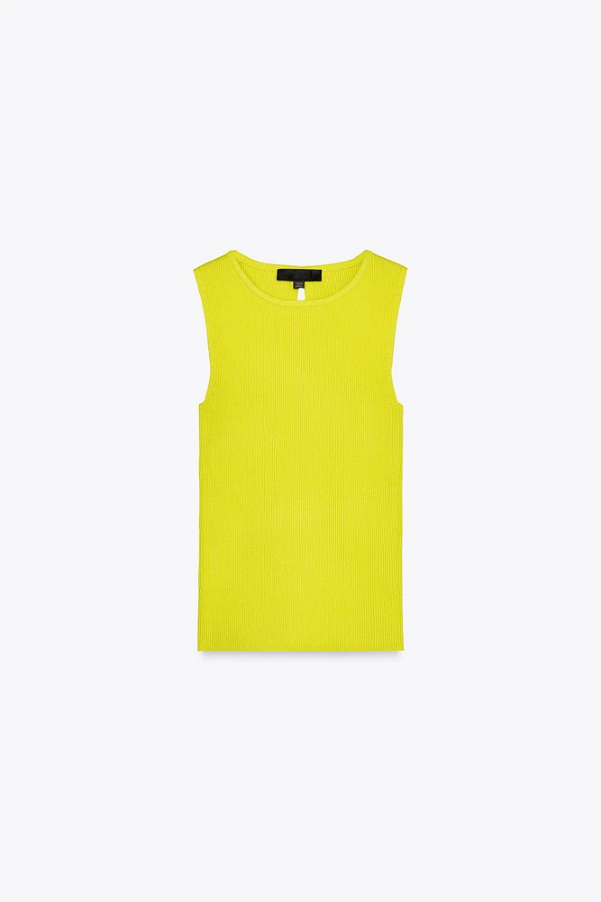 RIBBED KNIT TOP WITH LACED-UP BACK