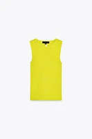 RIBBED KNIT TOP WITH LACED-UP BACK