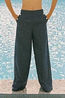 WIDE LEG LINEN PANTS WITH BUTTONS
