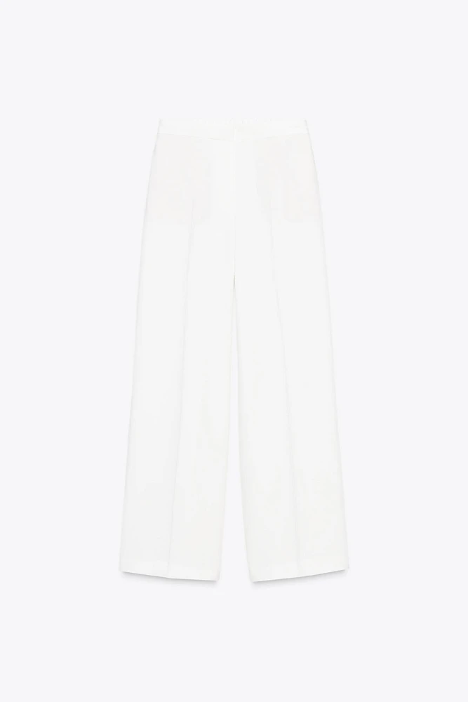 WIDE LEG ELASTIC WAIST PANTS