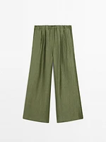 Pantalon droit fluide en lin mélangé