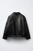 FAUX LEATHER BOMBER