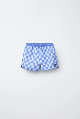 6-14 YEARS/CHECKERBOARD SWIM SHORTS