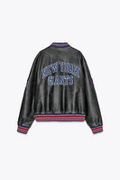 NFL FAUX LEATHER BOMBER JACKET