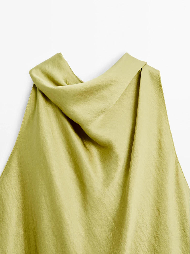 Flowing satin top with bow detail - STUDIO