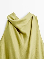 Flowing satin top with bow detail - STUDIO