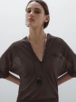 Flowing cape-style polo shirt